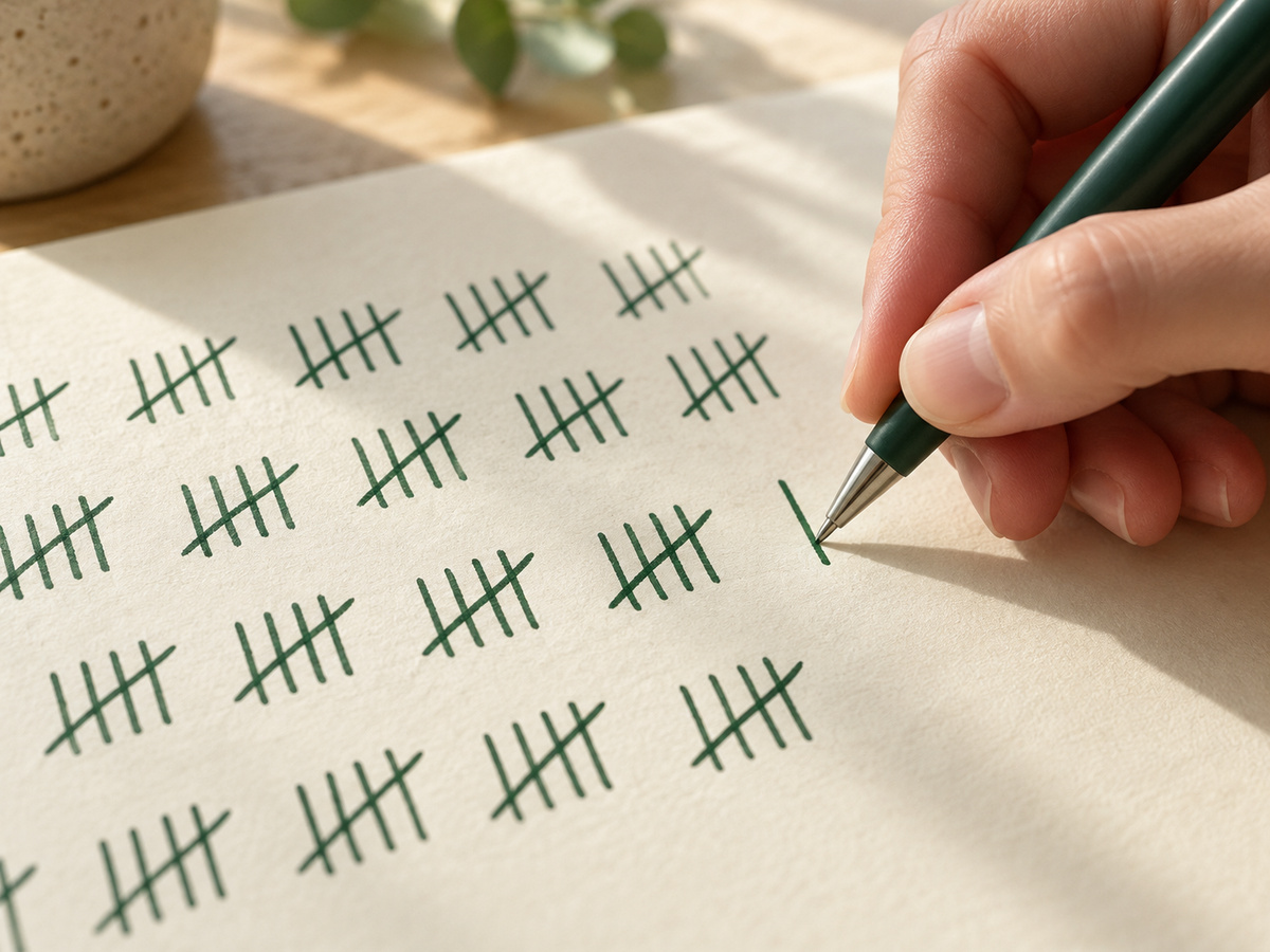 Hand-written marks on paper
